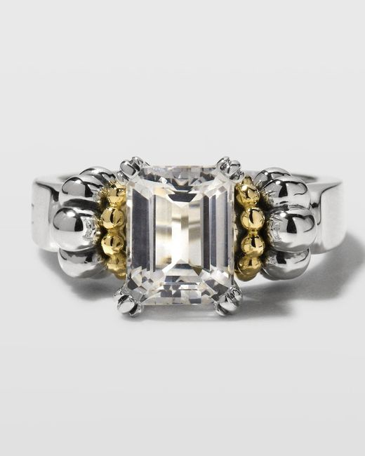 Lagos Metallic Glacier 9x7mm Gemstone Two-tone Ring