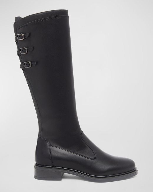 Nero Giardini Black Leather Buckle Riding Boots
