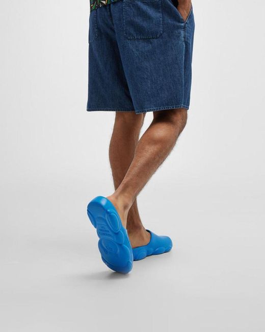Moschino Blue Apos;S Bubble Teddy Rubber Slides for men