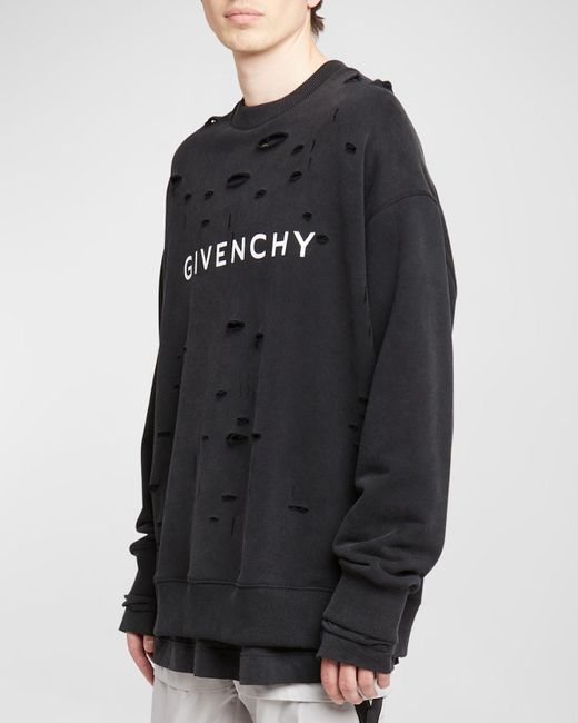 Givenchy Black Destroyed Logo Sweatshirt for men