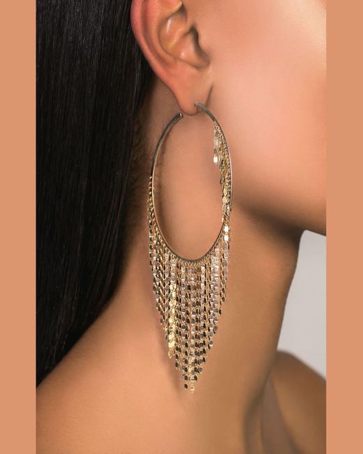 Lana Jewelry Metallic 14k Fringe Hoop Earrings