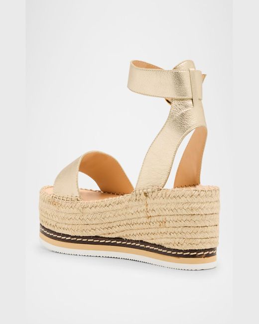 Odissi Lily Metallic Leather Flatform Espadrilles