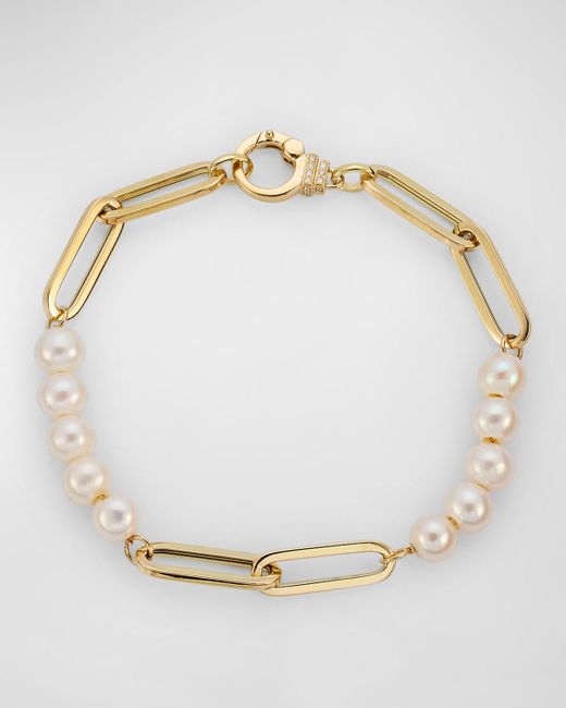 Sorellina Metallic 18K Freshwater Pearl Bracelet With Gh-Si Diamond Clasp, 7"L