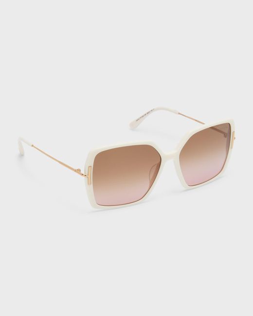 Tom Ford White Amber Acetate Butterfly Sunglasses