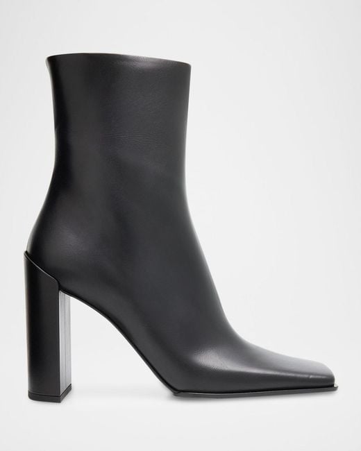 Alaïa Black Square Calfskin Leather Ankle Boots