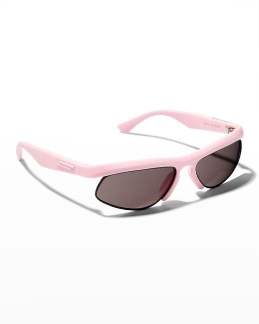 Bottega Veneta Pink Semi-rimless Plastic Wrap Sunglasses