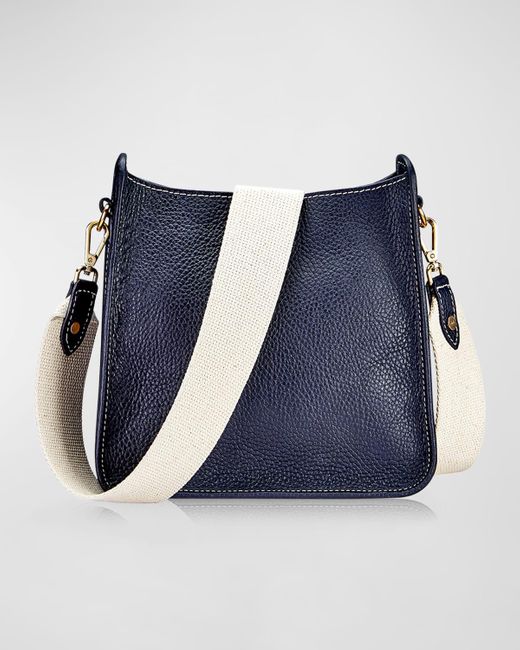 Gigi New York Blue Elle Pebble Leather Crossbody Bag