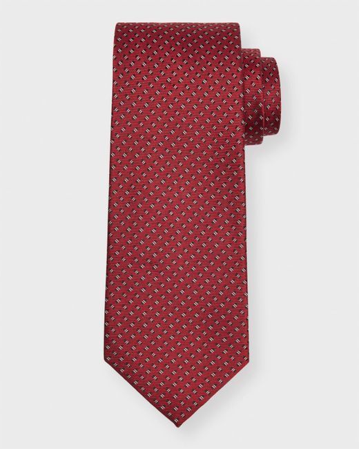 Isaia Red Micro-print Silk Tie for men
