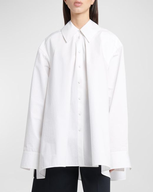 Jil Sander White 74 Reverse Collared Oversized Shirt