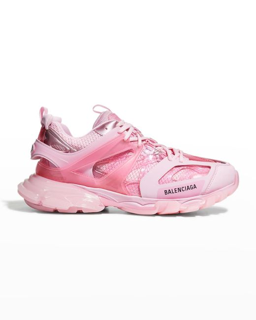 Balenciaga Pink Track Tonal Clear-sole Sneakers for men