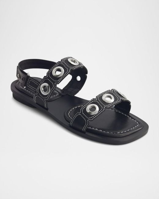 Bernardo Multicolor Acro Leather Flat Slingback Sandals