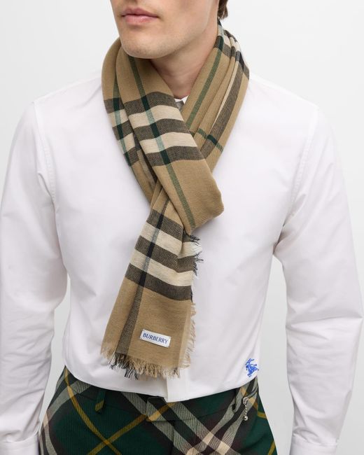 Burberry Natural Wool Giant Check Scarf for men