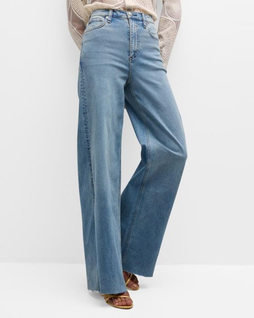 Rag & Bone Blue Flexi Sofie High-Rise Wide Jeans