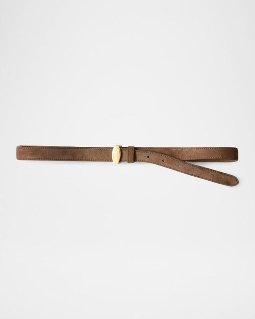 Veronica Beard White Dash Suede Belt
