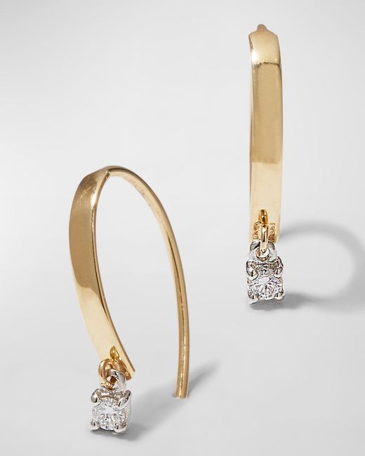 Lana Jewelry White Mini Flat Hooked On Hoop Earrings With Dangle Diamonds