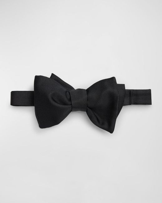 Giorgio Armani Black Silk Grosgrain Bow Tie, Pattern for men