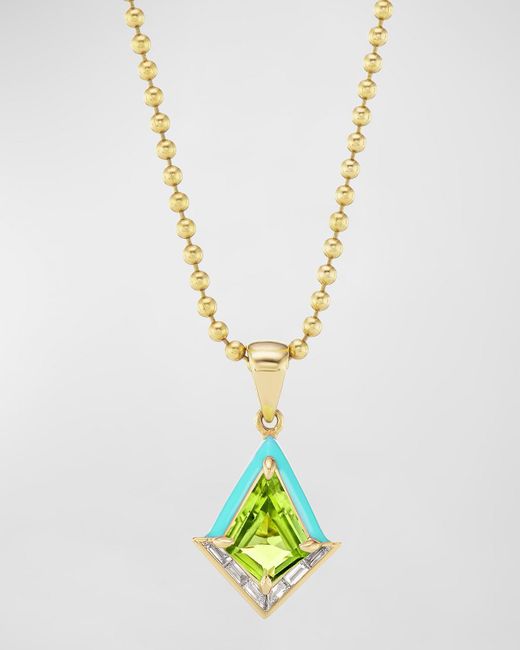Emily P. Wheeler White Twinkle Necklace In 18k Yellow Gold And Peridot 16"l