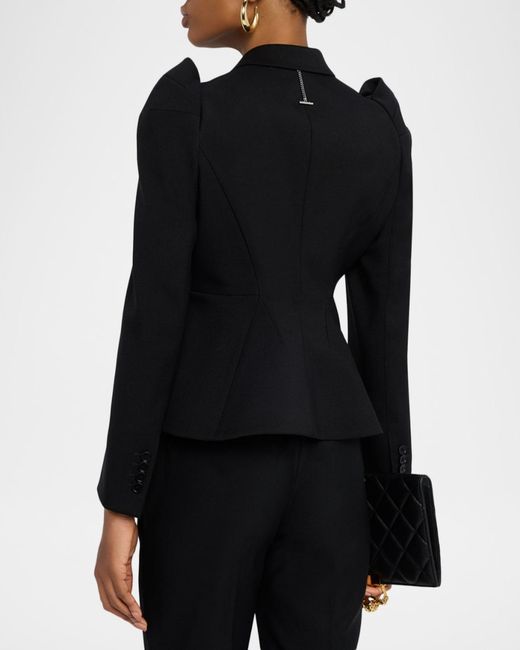 McQueen Black Structured Stretch Wool Double-Breasted Blazer Jacket