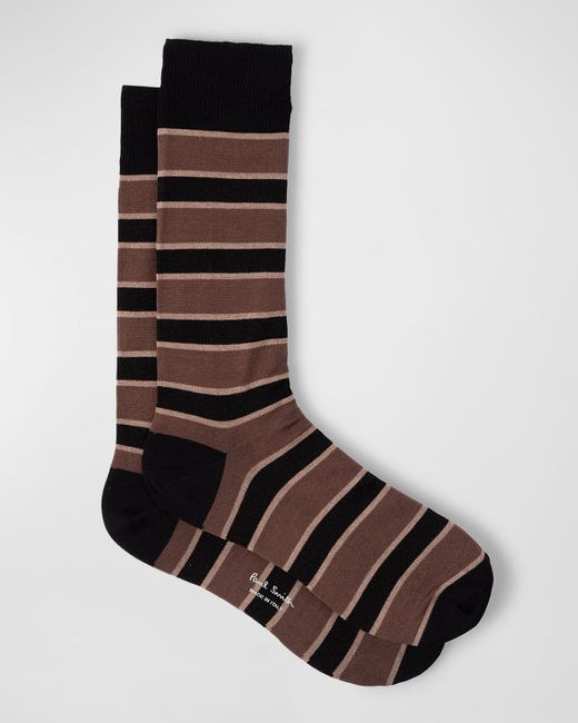 Paul Smith Black Eric Stripe Crew Socks for men