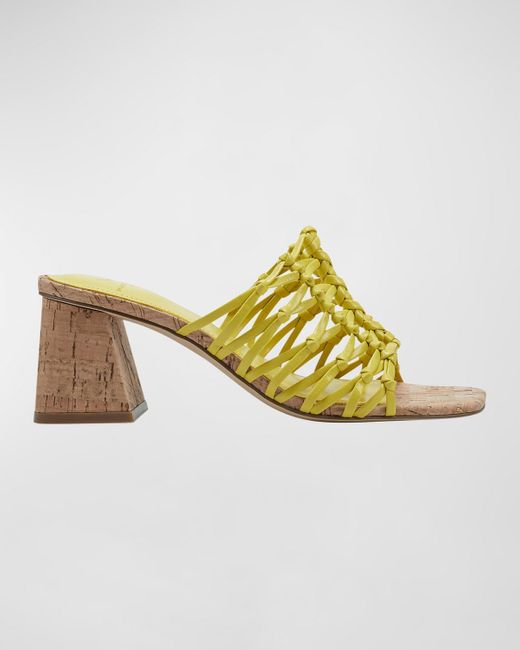 Marc Fisher Yellow Colica Braided Block-heel Mule Sandals
