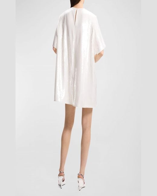 Theory White Sequined Short-Sleeve T-Shirt Mini Dress