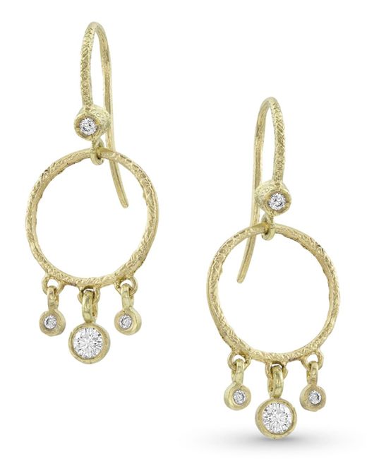 Dominique Cohen Metallic 18k Gold Diamond Hoop Drop Fringe Earrings