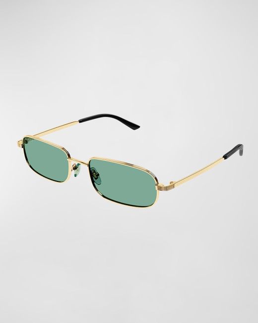 Gucci Green GG1457Sm Metal Rectangle Sunglasses for men