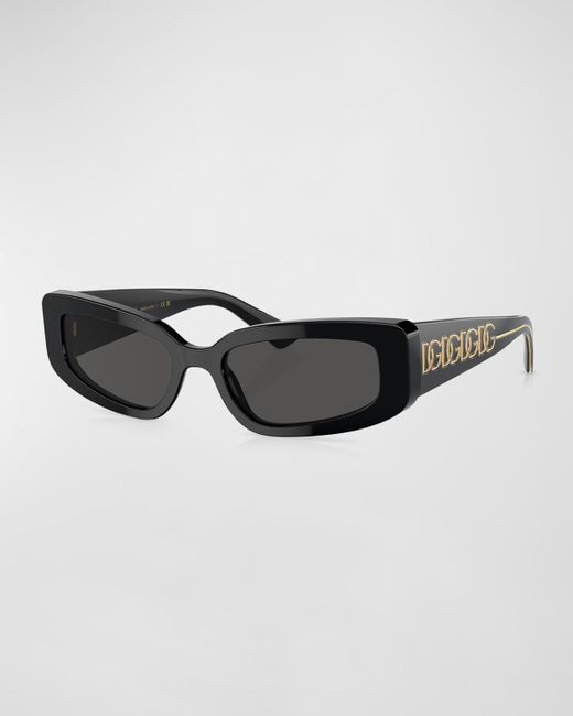 Dolce & Gabbana Black Interlocking Dg Acetate Cat-Eye Sunglasses