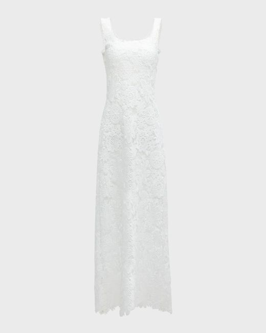 Waimari White Kim Floral Lace Midi Dress
