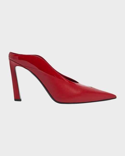 Givenchy Red Mixed Leather Pointed-Toe Mule Pumps