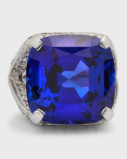 Oscar Heyman Blue Platinum Tanzanite Diamond Ring