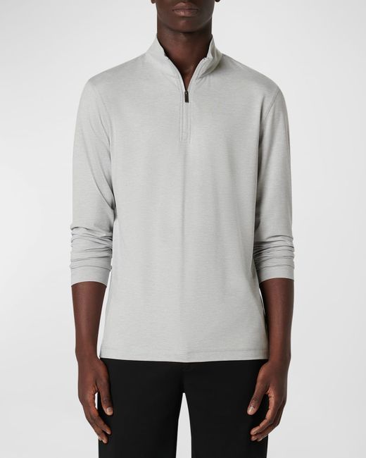 Bugatchi Gray Uv50 Performance Quarter-Zip Sweater for men