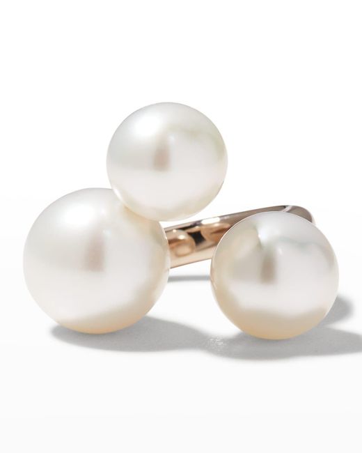 Assael White Yellow Gold South Sea 3-pearl Ring