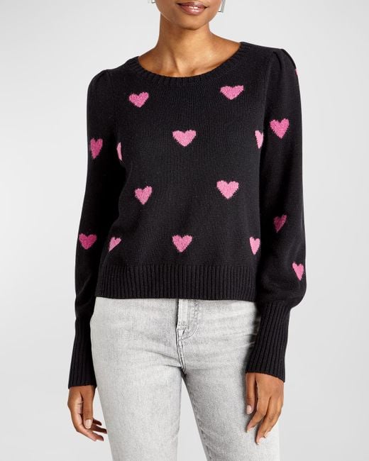Splendid Blue Annabelle Heart Knit Wool-blend Sweater