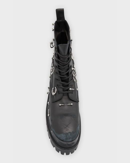 Balenciaga Strike Pierced Leather Boots in Black for Men | Lyst