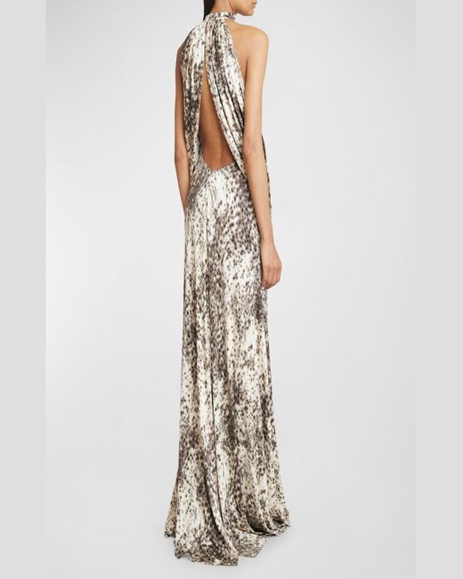 Givenchy Multicolor Speckled Drape Halter Gown