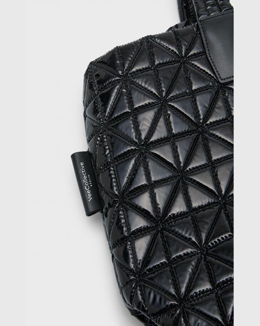 VEE COLLECTIVE Black Medium Quilted Nylon Tote Bag