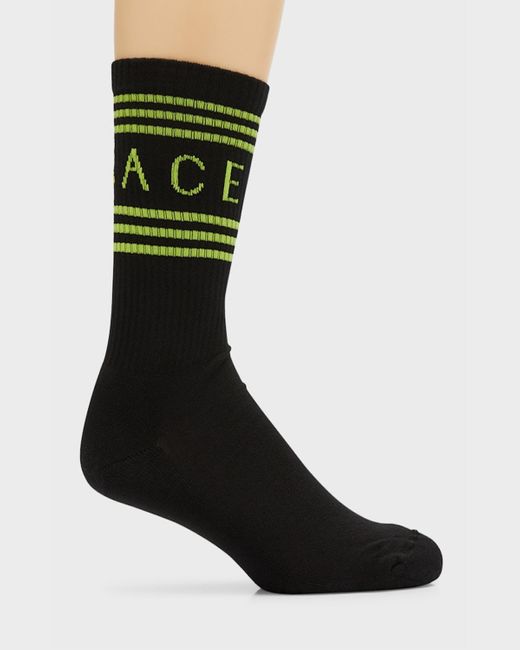 Versace Green Athletic Logo Crew Socks for men