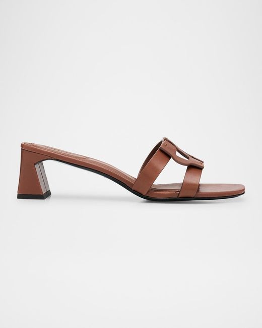 Jonathan Simkhai Brown Leather Monogram Mule Sandals
