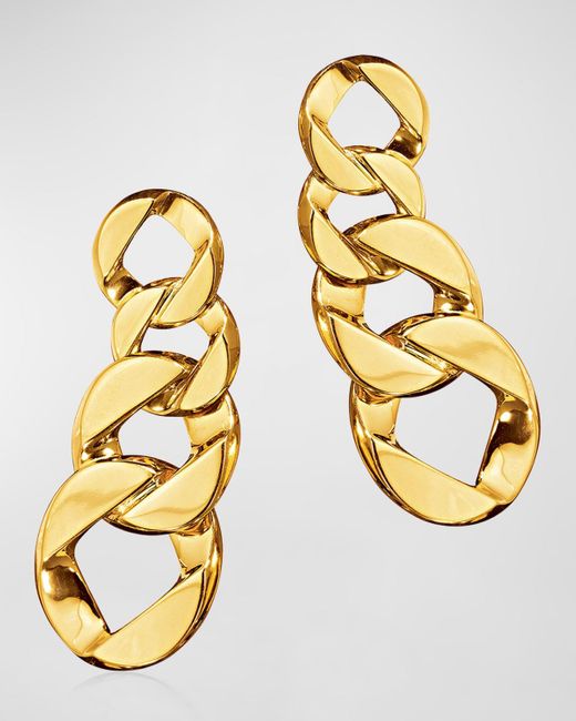 Verdura Metallic 18k Yellow Gold Curb-link Clip-on Drop Earrings