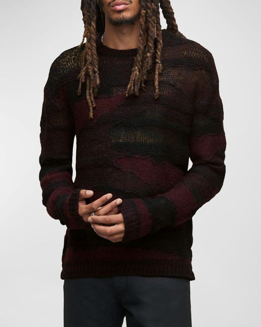 John Varvatos Black Stanly Bicolor Open-Knit Sweater for men