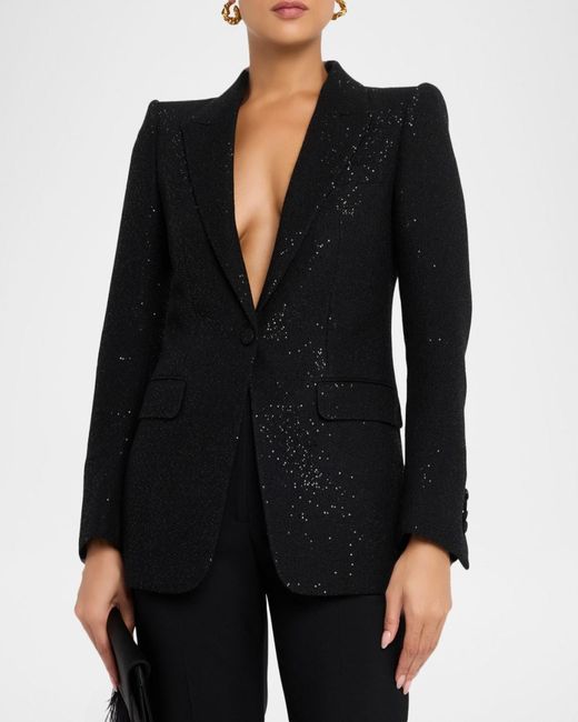 Tom Ford Black Sequined Single-Breasted Blazer Jacket