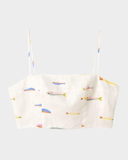 Staud Natural Sardine Federico Linen Crop Top