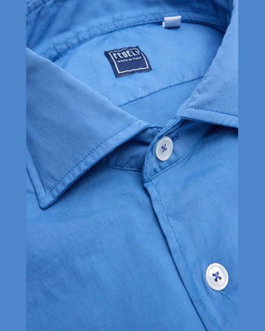 Fedeli Blue Sean Casual Button-Down Shirt for men