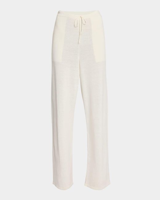 The Row White Jory Linen Straight-Leg Drawstring Pants