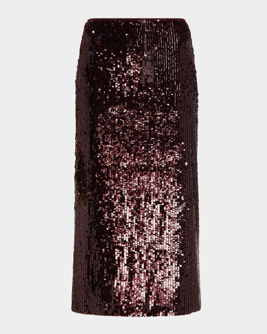 Jonathan Simkhai Purple Sequined Midi Skirt