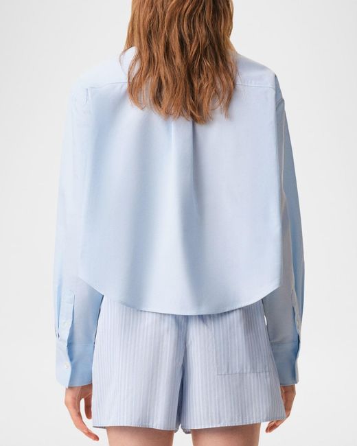 AMI Blue Oversized Cropped Button-Down Shirt