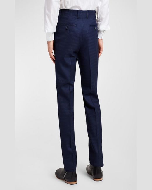 Etro Blue Wavy Jacquard Suit Trousers for men