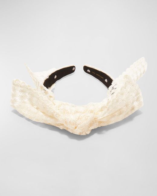 Lele Sadoughi White Shirley Lace Bow Headband