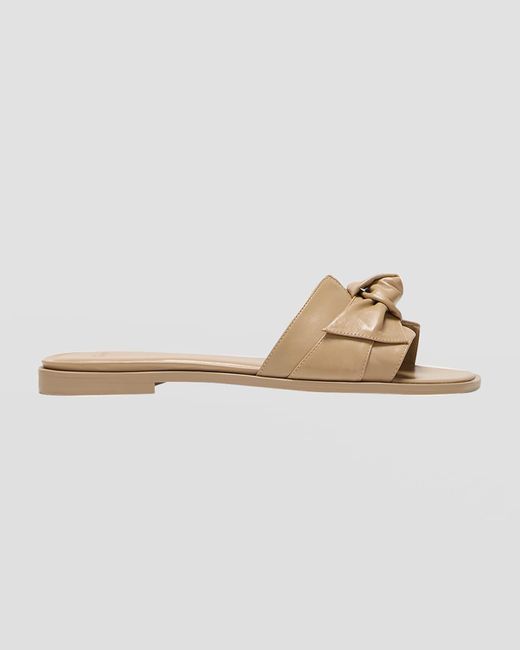 Alexandre Birman Metallic Maxi Clarita Leather Knot Flat Sandals